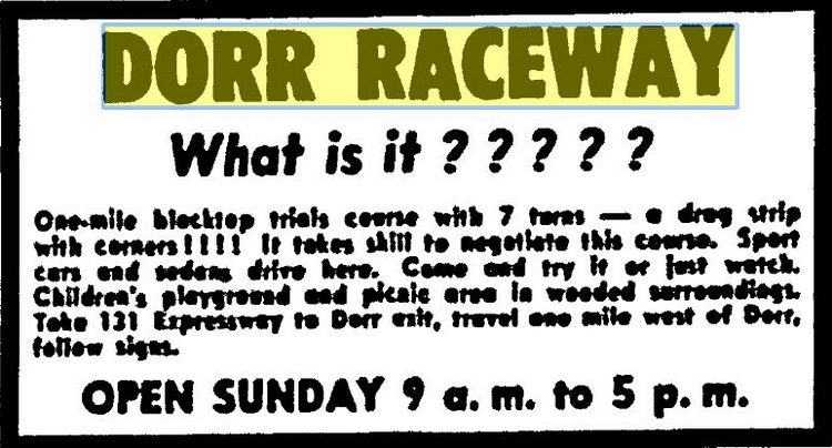Dorr Raceway - June 11 1965 Ad
